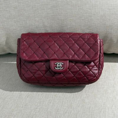CHANEL Burgundy Lambskin Classic Flap Medium SHW