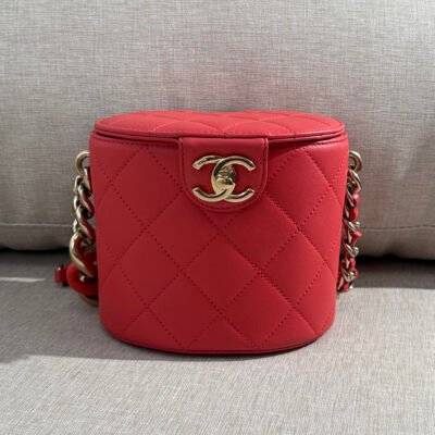CHANEL Red Lambskin Vanity Case Small GHW