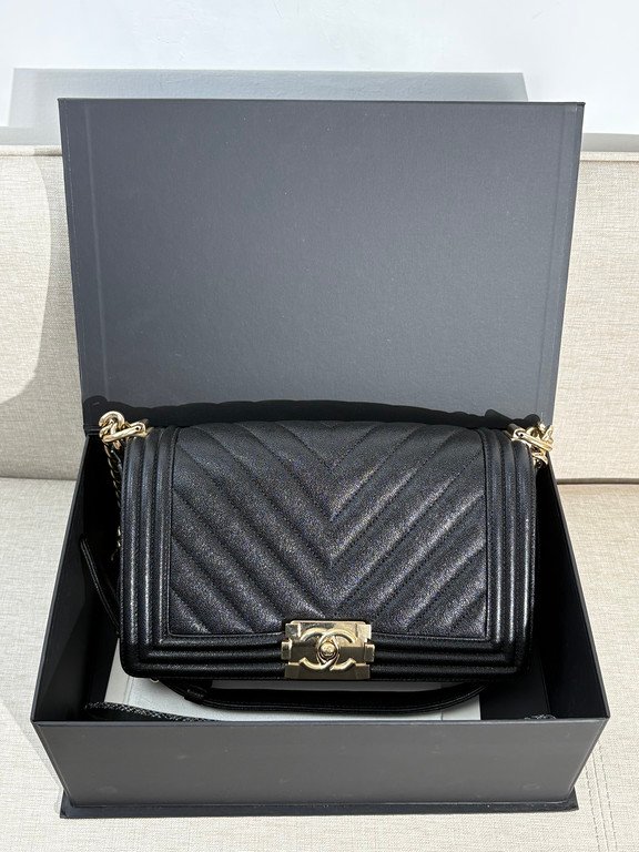 CHANEL Black Caviar Boy Bag Small GHW - Image 2