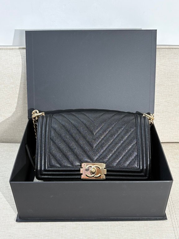 CHANEL Black Caviar Boy Bag Small GHW - Image 15