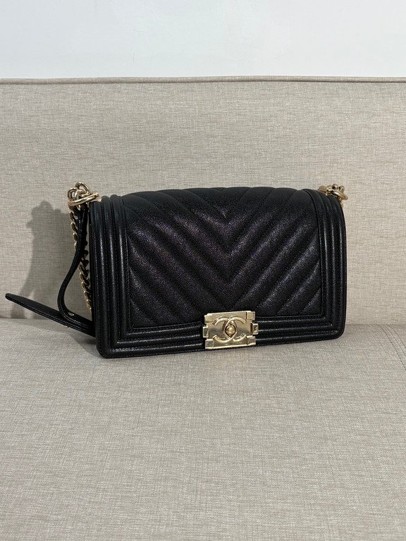 CHANEL Black Caviar Boy Bag Small GHW - Image 3