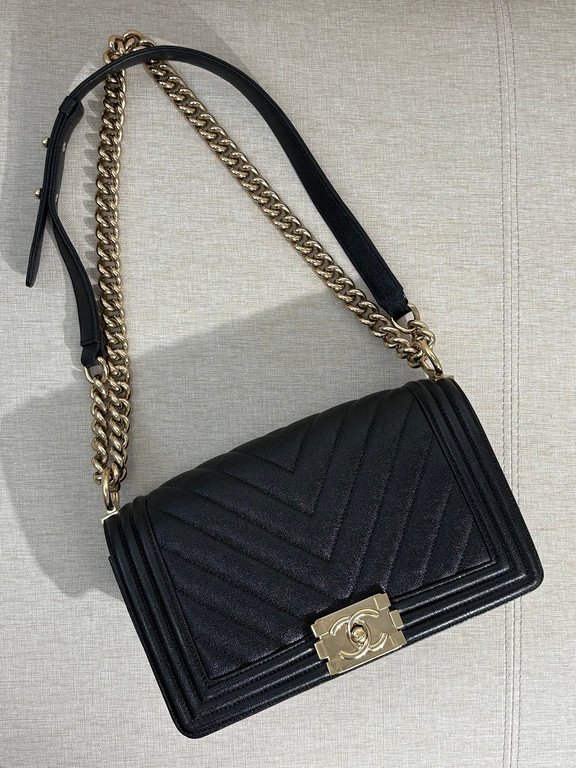 CHANEL Black Caviar Boy Bag Small GHW - Image 6
