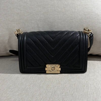 CHANEL Black Caviar Boy Bag Small GHW