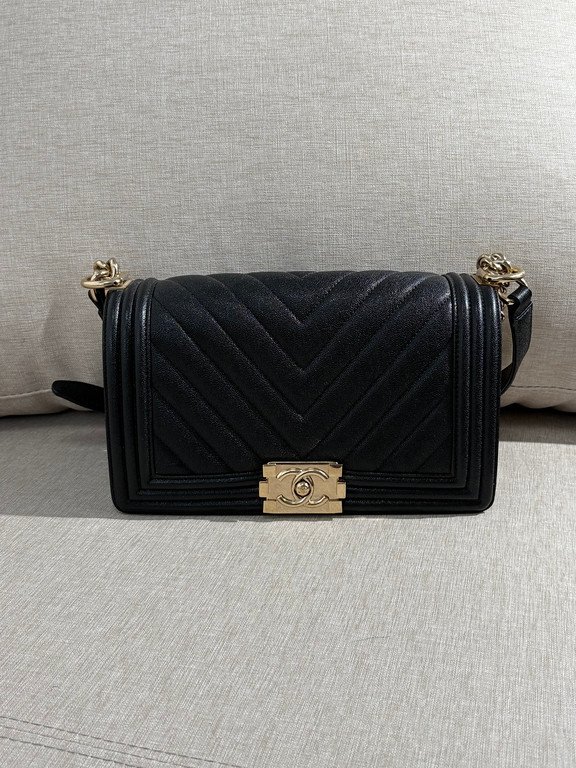 CHANEL Black Caviar Boy Bag Small GHW