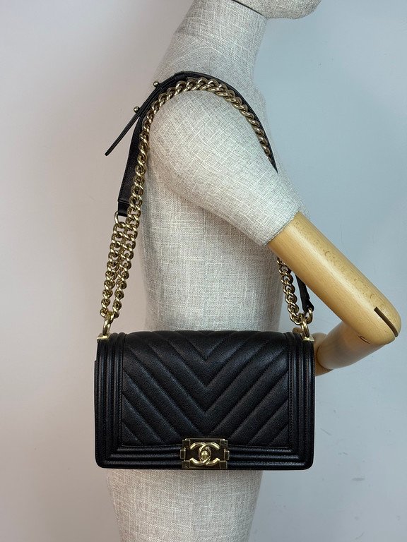 CHANEL Black Caviar Boy Bag Small GHW - Image 14