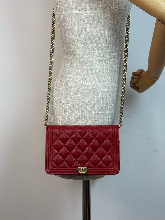 CHANEL Red Caviar Boy WOC GHW - Image 14