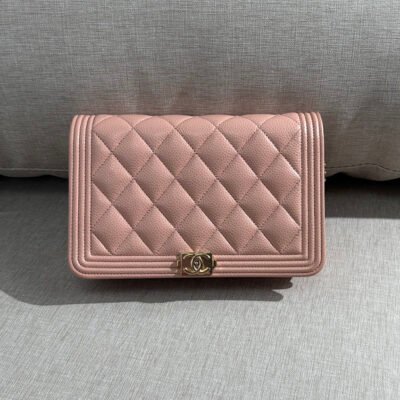 CHANEL Light Pink Caviar Boy WOC GHW