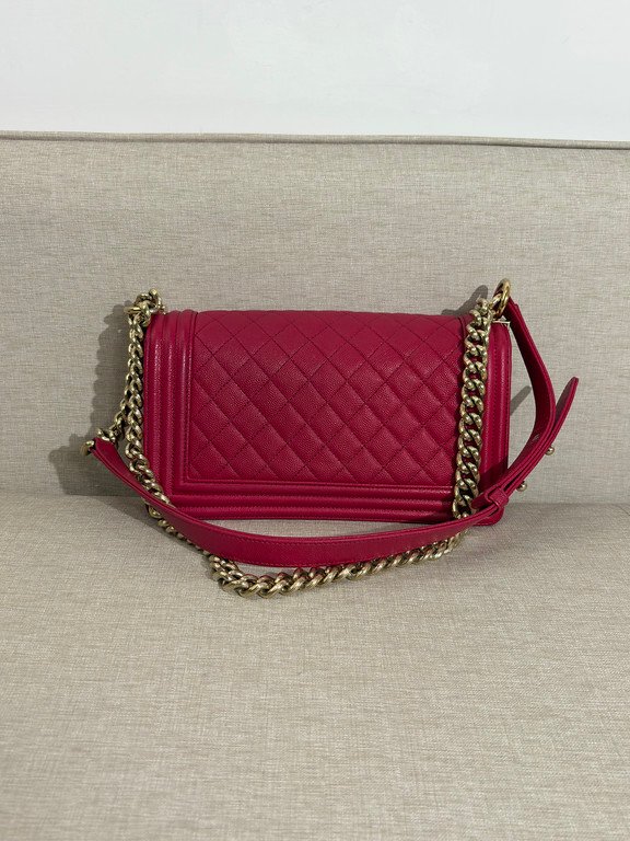 CHANEL Red Caviar Boy Bag Old Medium GHW - Image 3