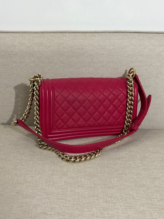 CHANEL Red Caviar Boy Bag Old Medium GHW - Image 16