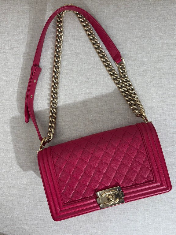 CHANEL Red Caviar Boy Bag Old Medium GHW - Image 17