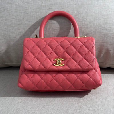 CHANEL Pink Caviar Coco Handle Small GHW
