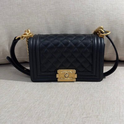 CHANEL Black Caviar Boy Bag Small GHW