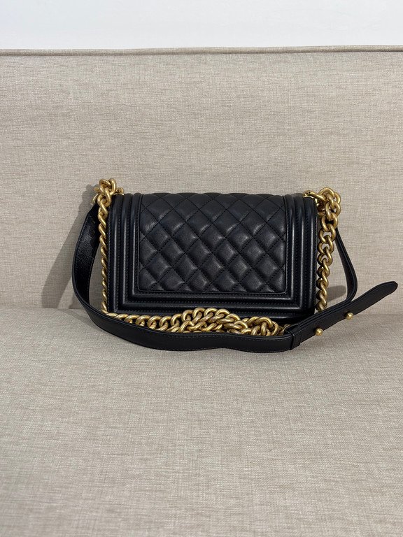 CHANEL Black Lambskin Boy Bag Small GHW - Image 3