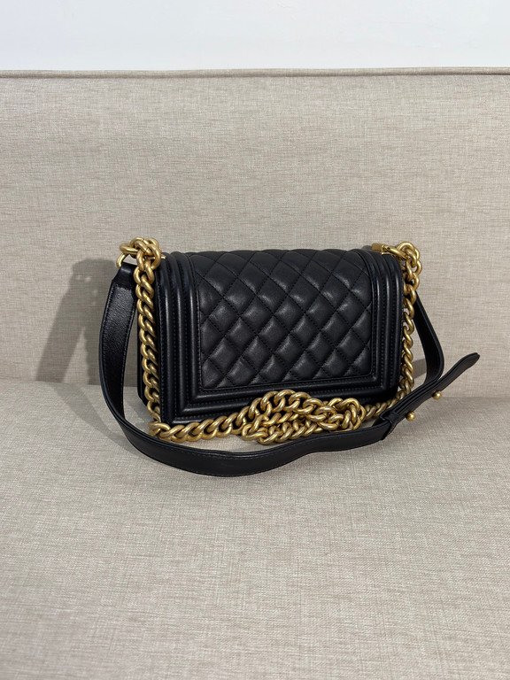 CHANEL Black Lambskin Boy Bag Small GHW - Image 16