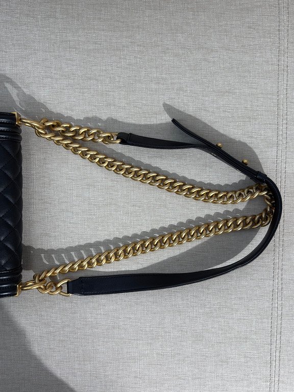 CHANEL Black Lambskin Boy Bag Small GHW - Image 7