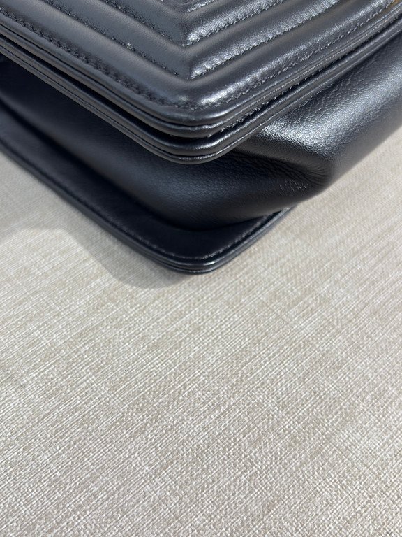 CHANEL Black Lambskin Boy Bag Small GHW - Image 8