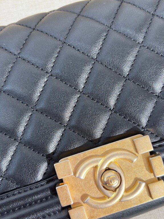 CHANEL Black Lambskin Boy Bag Small GHW - Image 9