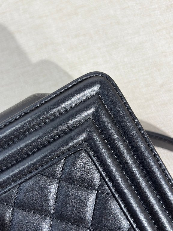 CHANEL Black Lambskin Boy Bag Small GHW - Image 11