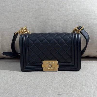 CHANEL Black Lambskin Boy Bag Small GHW