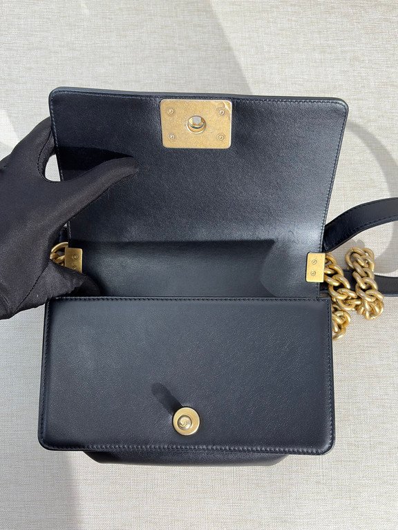 CHANEL Black Lambskin Boy Bag Small GHW - Image 12
