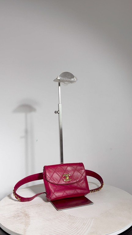 CHANEL Red Lambskin Belt Bag Mini GHW - Image 28