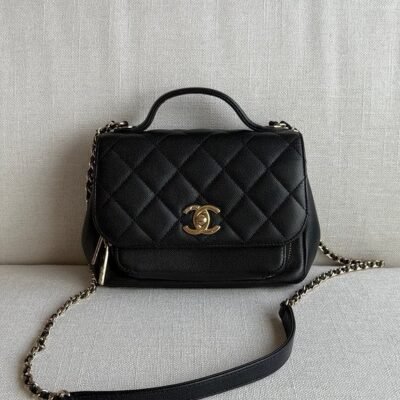 CHANEL Black Caviar Business Affinity Flap Small GHW