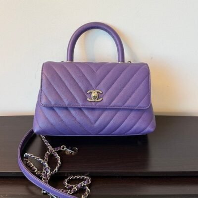 CHANEL Purple Caviar Wallet on Chain WOC SHW