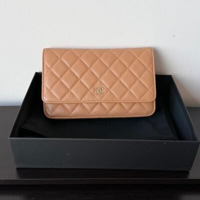 CHANEL Beige Caviar Wallet on Chain WOC GHW