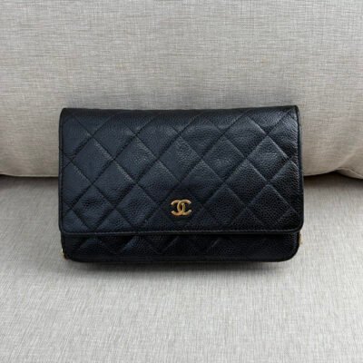 CHANEL Black Caviar Wallet on Chain WOC GHW
