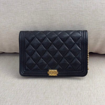 CHANEL Black Caviar Boy WOC GHW