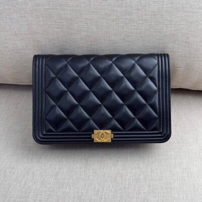 CHANEL Black Lambskin Boy WOC GHW
