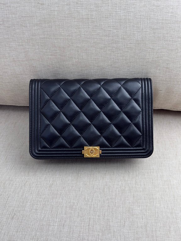 CHANEL Black Lambskin Boy WOC GHW