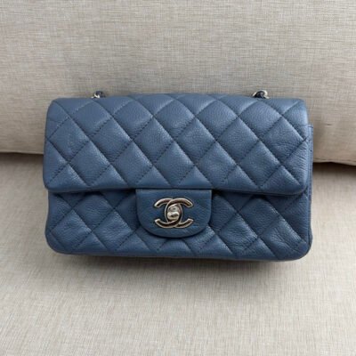 CHANEL Blue Caviar Classic Flap Mini SHW