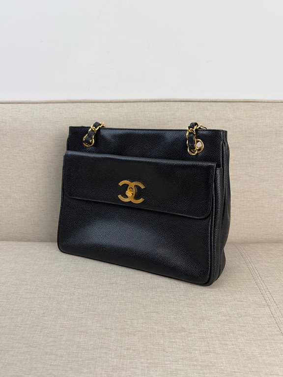 CHANEL Black Caviar CC Tote Medium GHW - Image 3