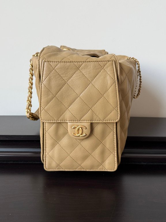CHANEL Beige Caviar 25 Bag Medium GHW - Image 2