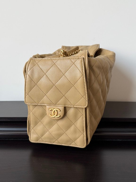 CHANEL Beige Caviar 25 Bag Medium GHW - Image 5