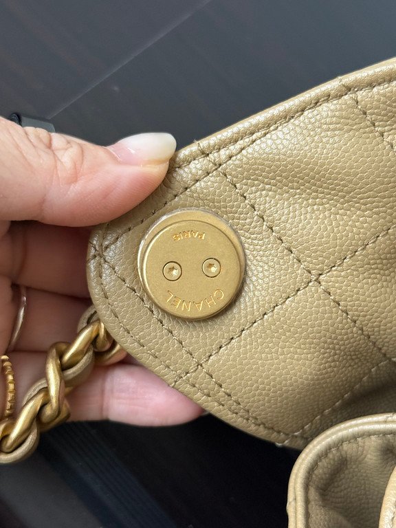 CHANEL Beige Caviar 25 Bag Medium GHW - Image 12