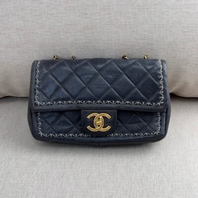 CHANEL Charcoal Metallic Calfskin Flap Bag GHW