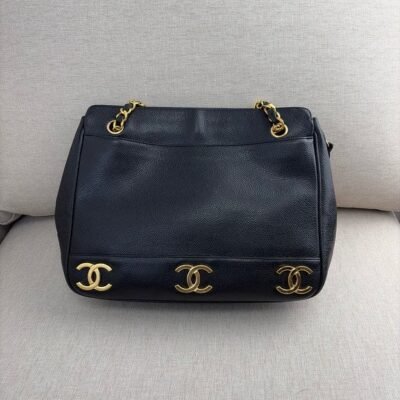 CHANEL Black Caviar Vintage 24K CC Tote Bag GHW