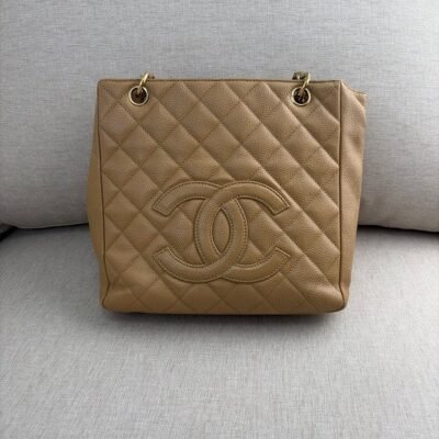 CHANEL Beige Caviar GST Tote Bag Small GHW