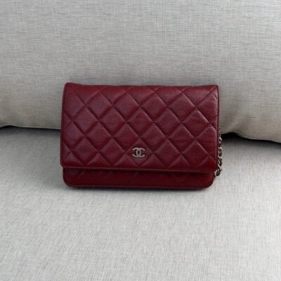 CHANEL Burgundy Caviar Wallet on Chain WOC SHW