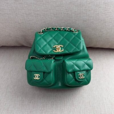 CHANEL Green Caviar Duma Backpack Small GHW