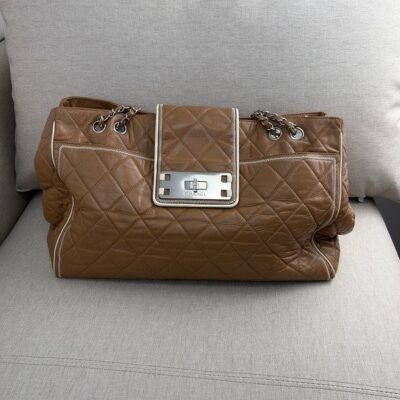 CHANEL Camel Aged Calfskin Reissue Shopping Tote Large SHW