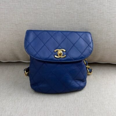 CHANEL Blue Calfskin Vintage Bum Bag GHW