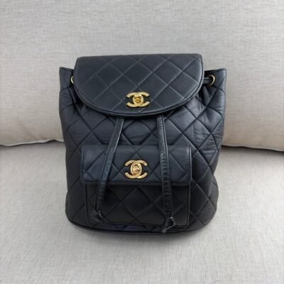CHANEL Black Calfskin Vintage Duma Backpack 24K GHW