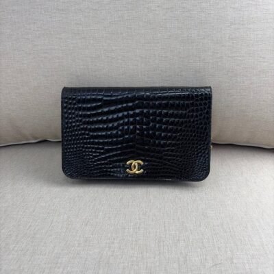 CHANEL Black Crocodile CC Flap Bag Small GHW