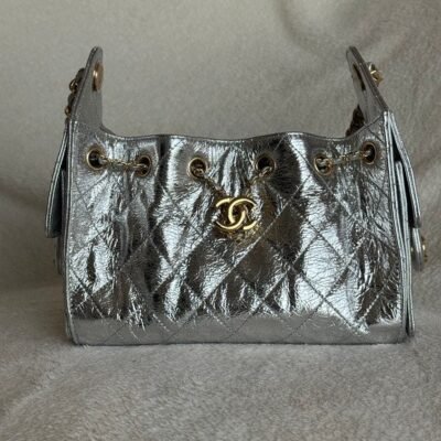 CHANEL Silver Calfskin Mini 25 Bag GHW