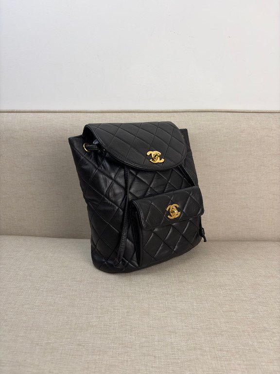 CHANEL Black Lambskin Duma Backpack Medium GHW - Image 2