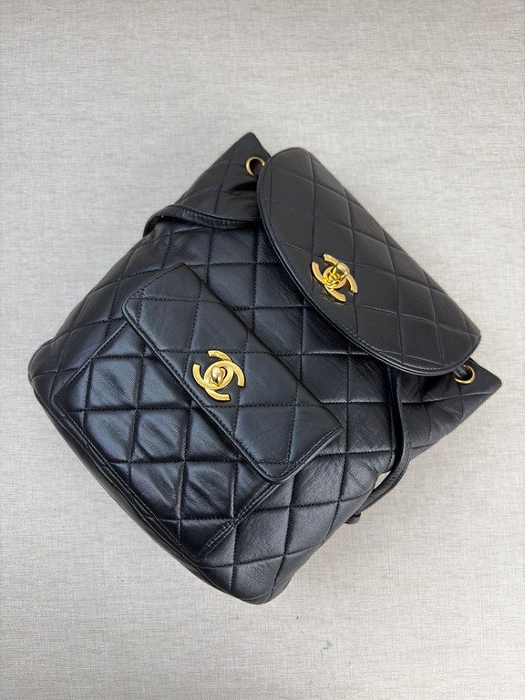 CHANEL Black Lambskin Duma Backpack Medium GHW - Image 9
