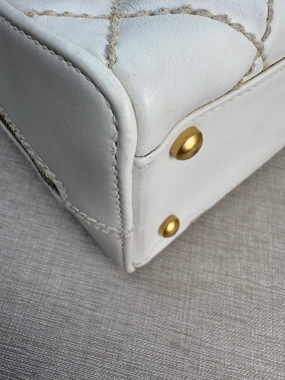 CHANEL White Calfskin Wild Stitch Bowler Medium GHW - Image 10